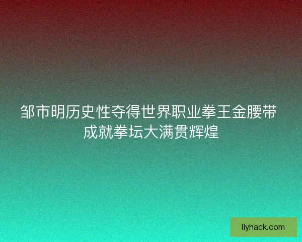 邹市明历史性夺得世界职业拳王金腰带 成就拳坛大满贯辉煌